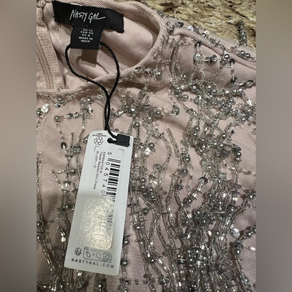 Nasty Gal Blush Silver Tassel Mini Shift Dress 8 - Picture 6 of 9